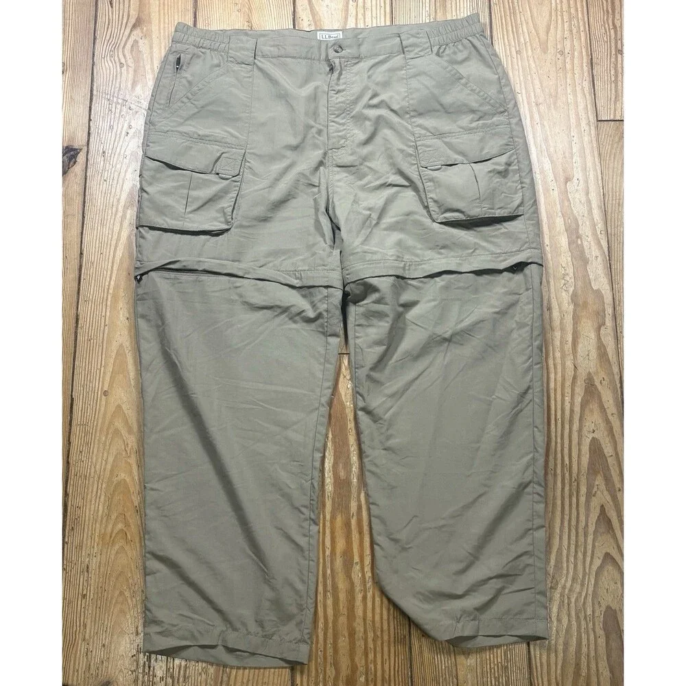 LL Bean Convertible Pants Mens XXL Tall Nylon Hiking Zip Off Pockets Outdoors